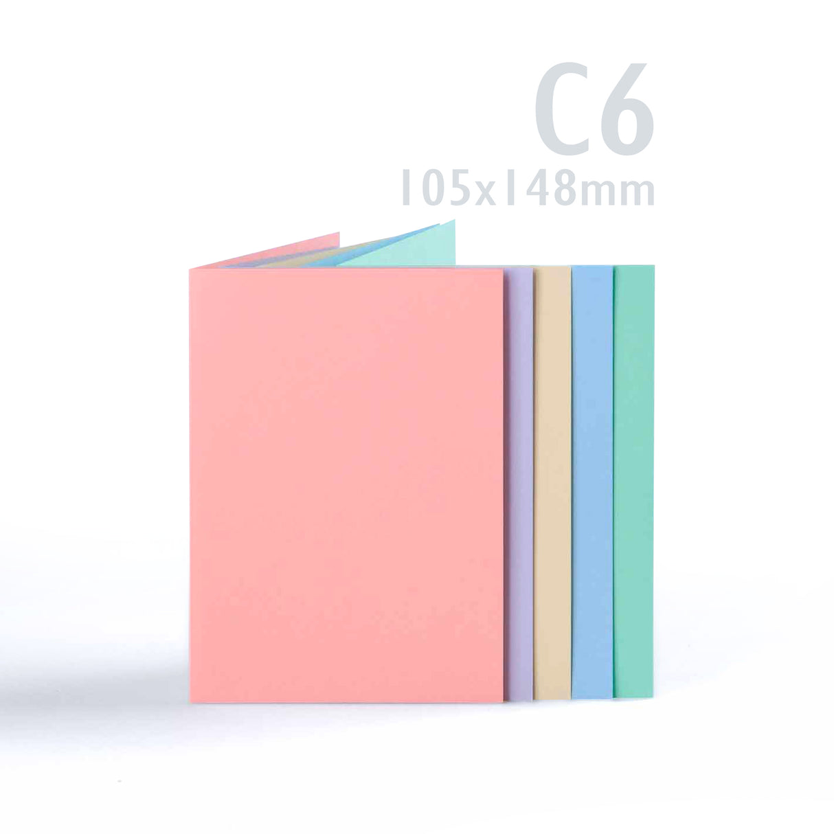 Ulike pastellfargede kort (225 g/m²) og konvolutter (100 g/m²)