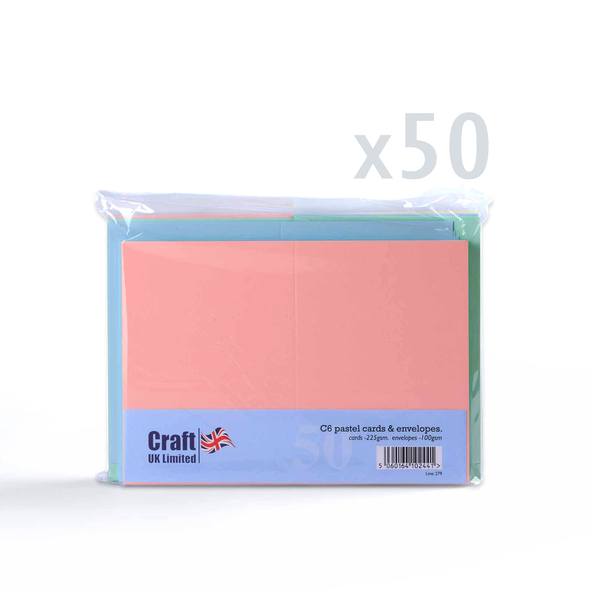 Ulike pastellfargede kort (225 g/m²) og konvolutter (100 g/m²)
