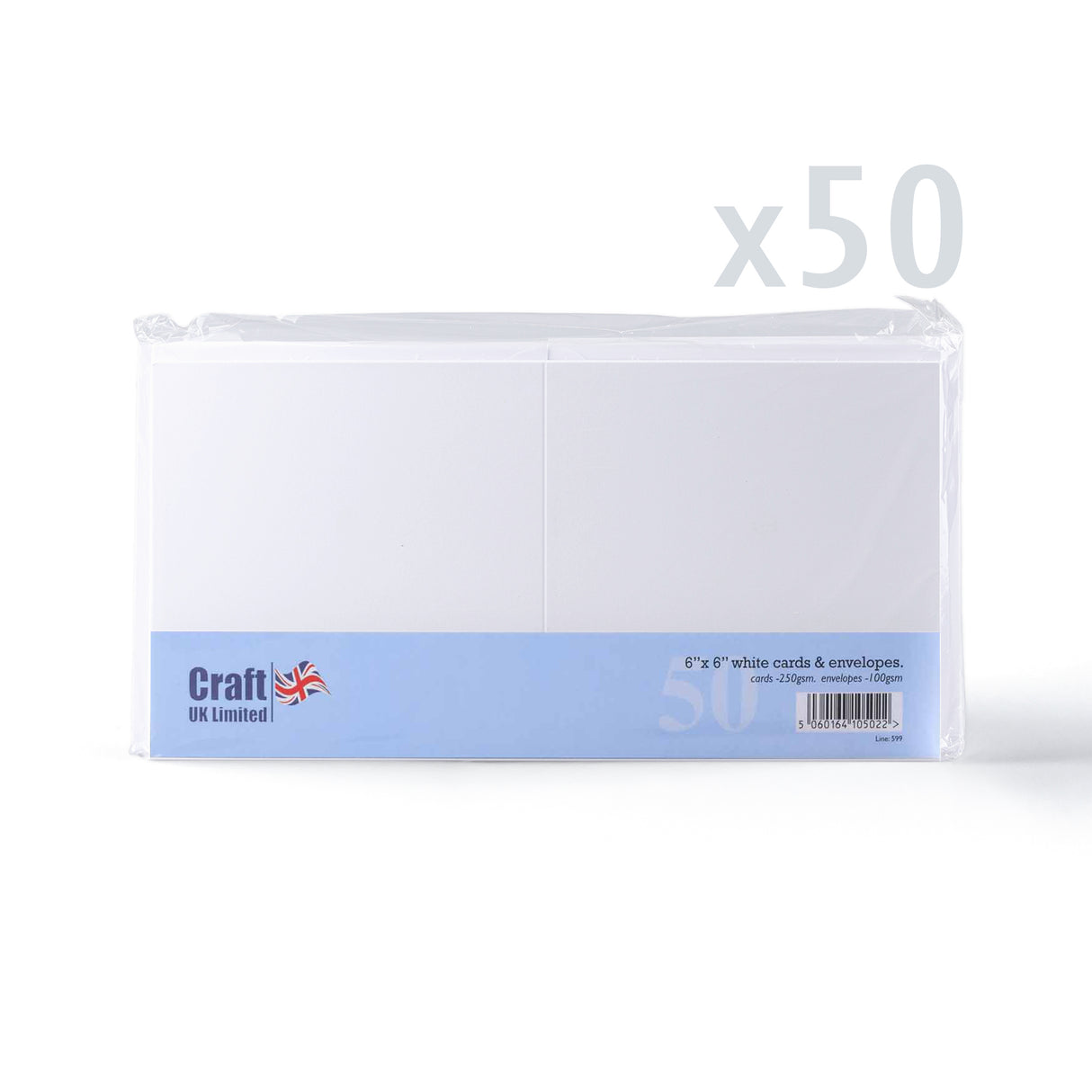 Glatte hvite kort, 250 g/m², og konvolutter, 100 g/m² – Pakke