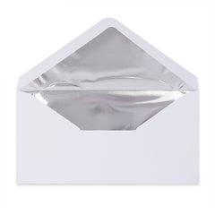 Paper Lined Envelopes White + Silver Foil 110 x 220 mm (DL)